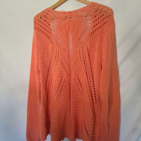 Soft Surroundings Crocheted Back‎ Single Button Coral Cardigan sz XL - Picture 2 of 6